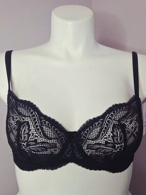 NWT Simone Perele Eden Black Lace Bra 34D